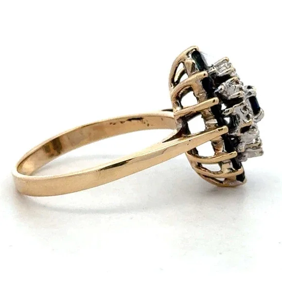 Designer GTR 10KP Yellow Gold Sapphire Diamond Double Halo Oval Cocktail Ring